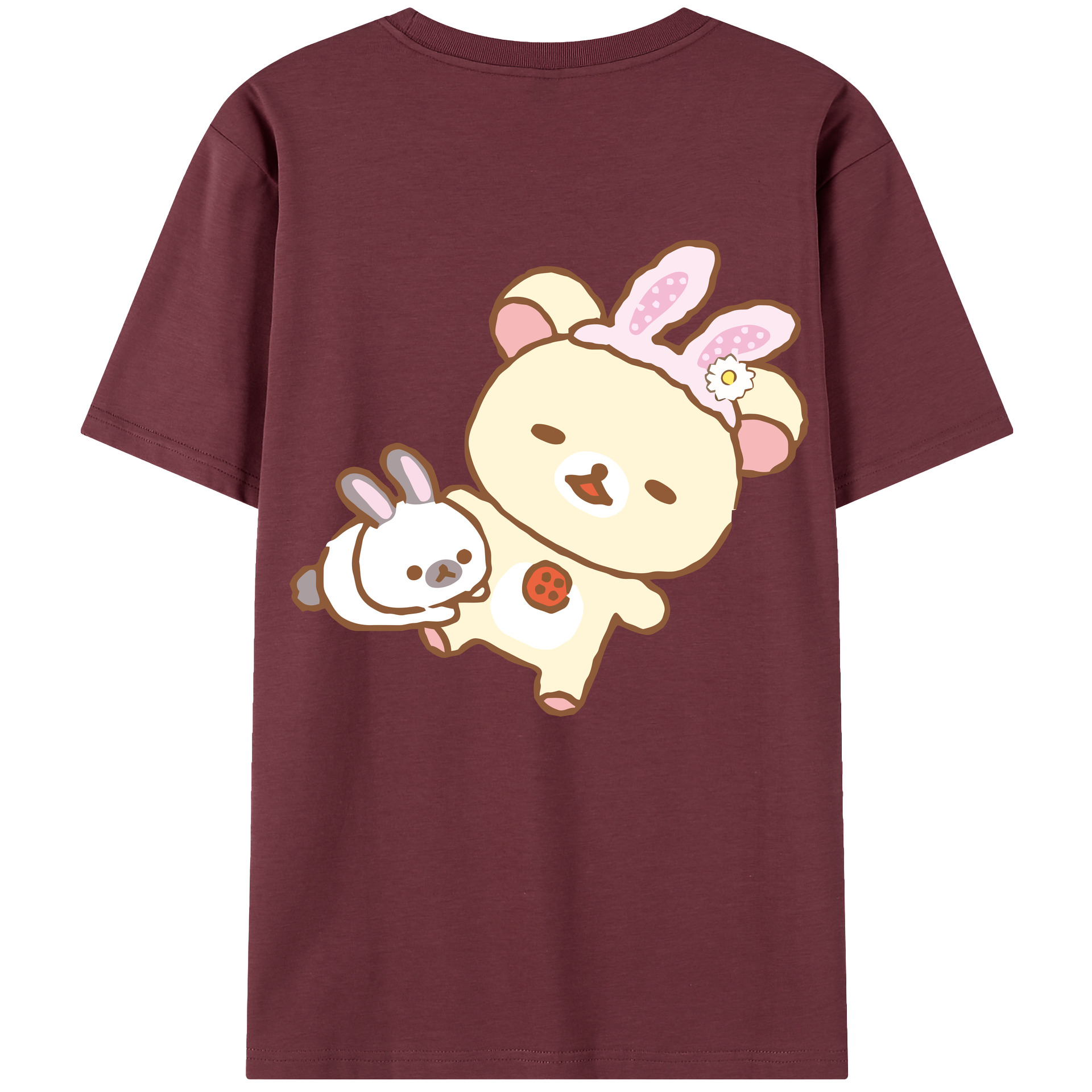 （画像用） リラックマ リラックマ キイロイトリ Rilakkuma Korilakkuma Kiiroitori 綿100％半袖Tシャツ（背面プリント）
